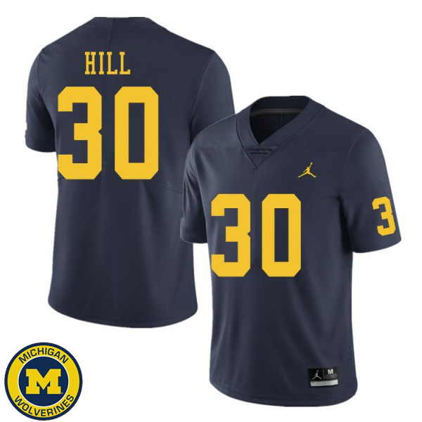 Mens University of Michigan #30 Daxton Hill Navy NCAA Football Jersey